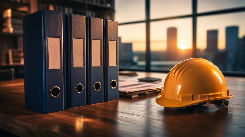 Payroll binders and a hard hat on a desk, Michigan Minimum Wage and Earned Sick Time Act