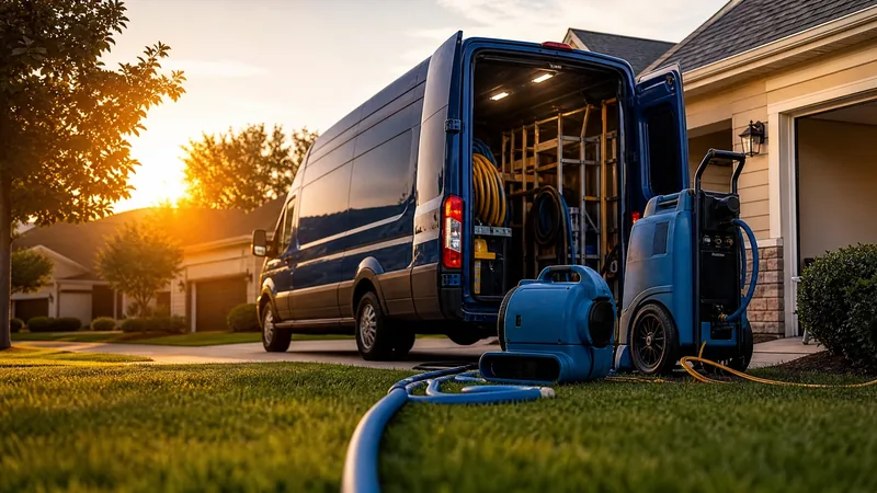 Service van and equipment outside a suburban home, How to Start a Pest Control Business in Michigan
