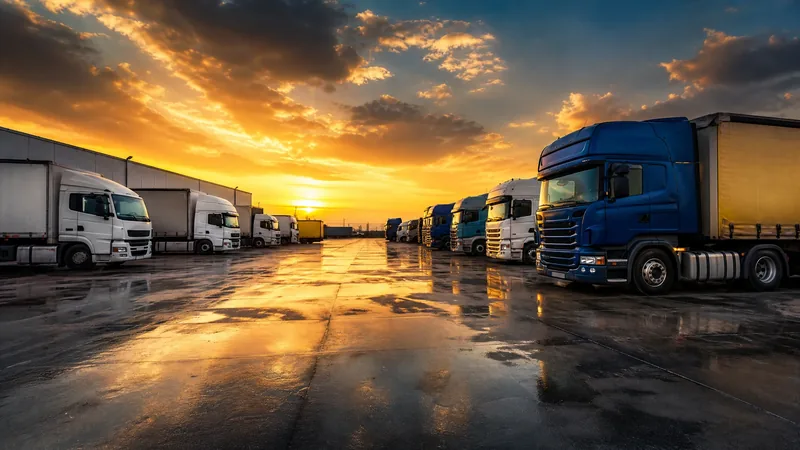 Box trucks and semis at a logistics yard, How to Start a Moving Company in Michigan